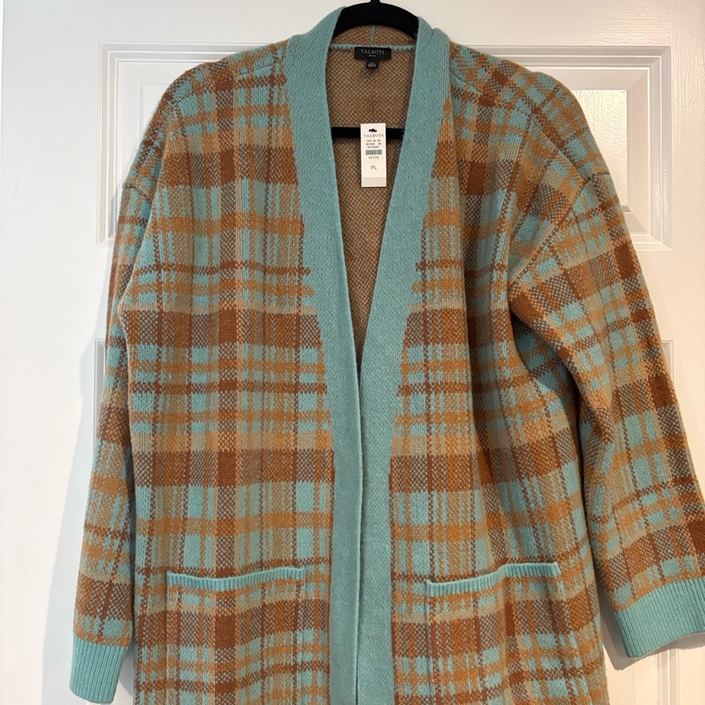 Talbots Plaid Cape in Blue and Brown
